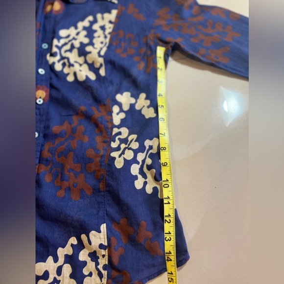 CRAIG TAYLOR BLOUSE Blouse/Shirt  Blue Twiggy Brown and White Pop Art Size M - Picture 7 of 16